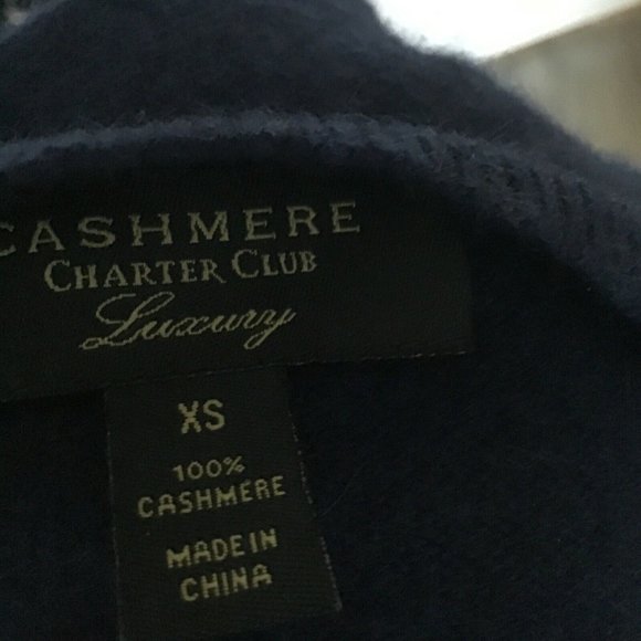 Charter Club Luxury 100% Cashmere Navy Blue Sweater Size XS Star Bell Sl… - Picture 6 of 7